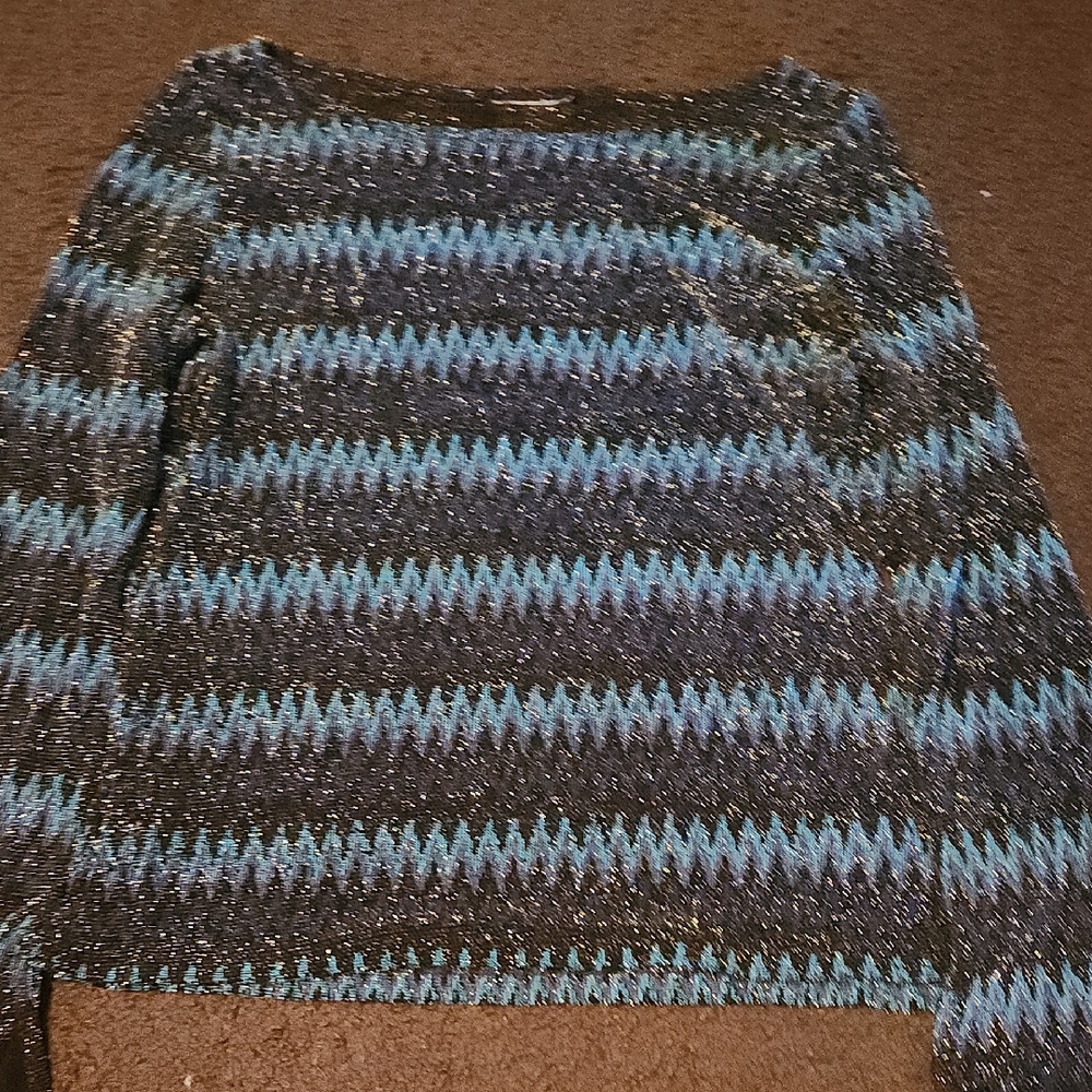 Chic Black and Blue Striped Sweater